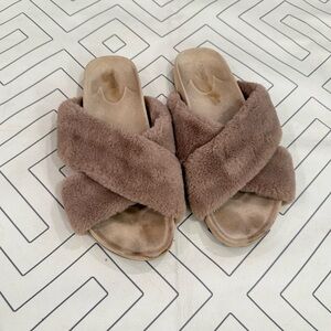 Birdies Taupe Fur Slides